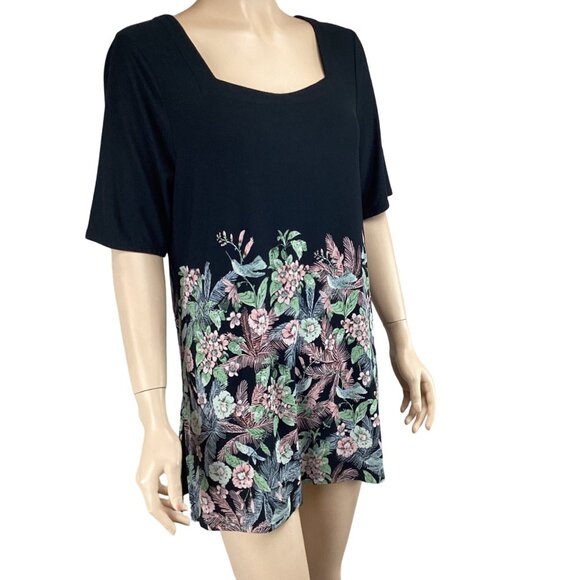 J. Jill Wearever Collection Womens Floral Tunic Top Black Size Small‎ - Picture 5 of 8